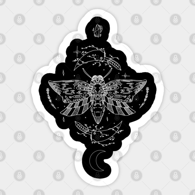 Death Moth Worship (white) Sticker by dallasjgiorgi@outlook.com